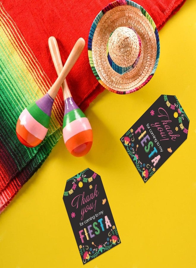 Aukolass 50PCS Fiesta Gift Tags, Thank You Tags for Mexican Themed Party Favors and Taco Bout Party Decorations-Double-sided (Black) - Image 5